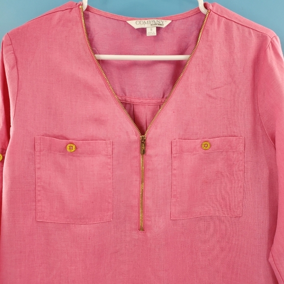 Ellen Tracy hot pink linen top *flaw* - Picture 3 of 13